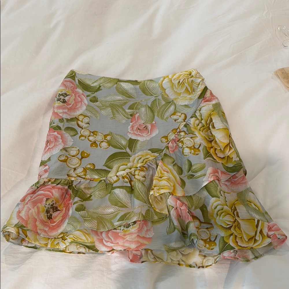 Express Green Bubble Mini Skirt Ruffled Tiered